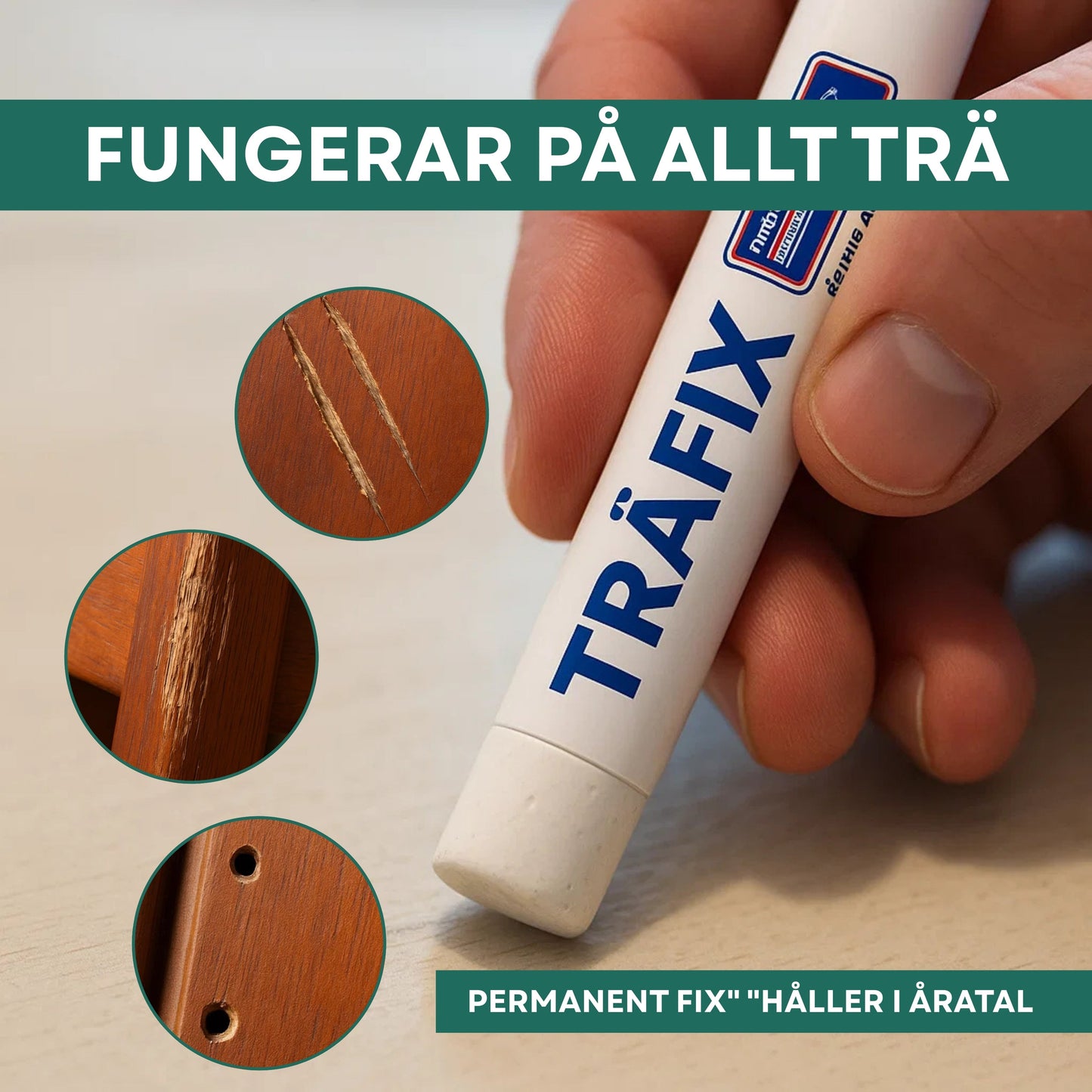 TräFix — Laga repor i trä på 30 Sekunder